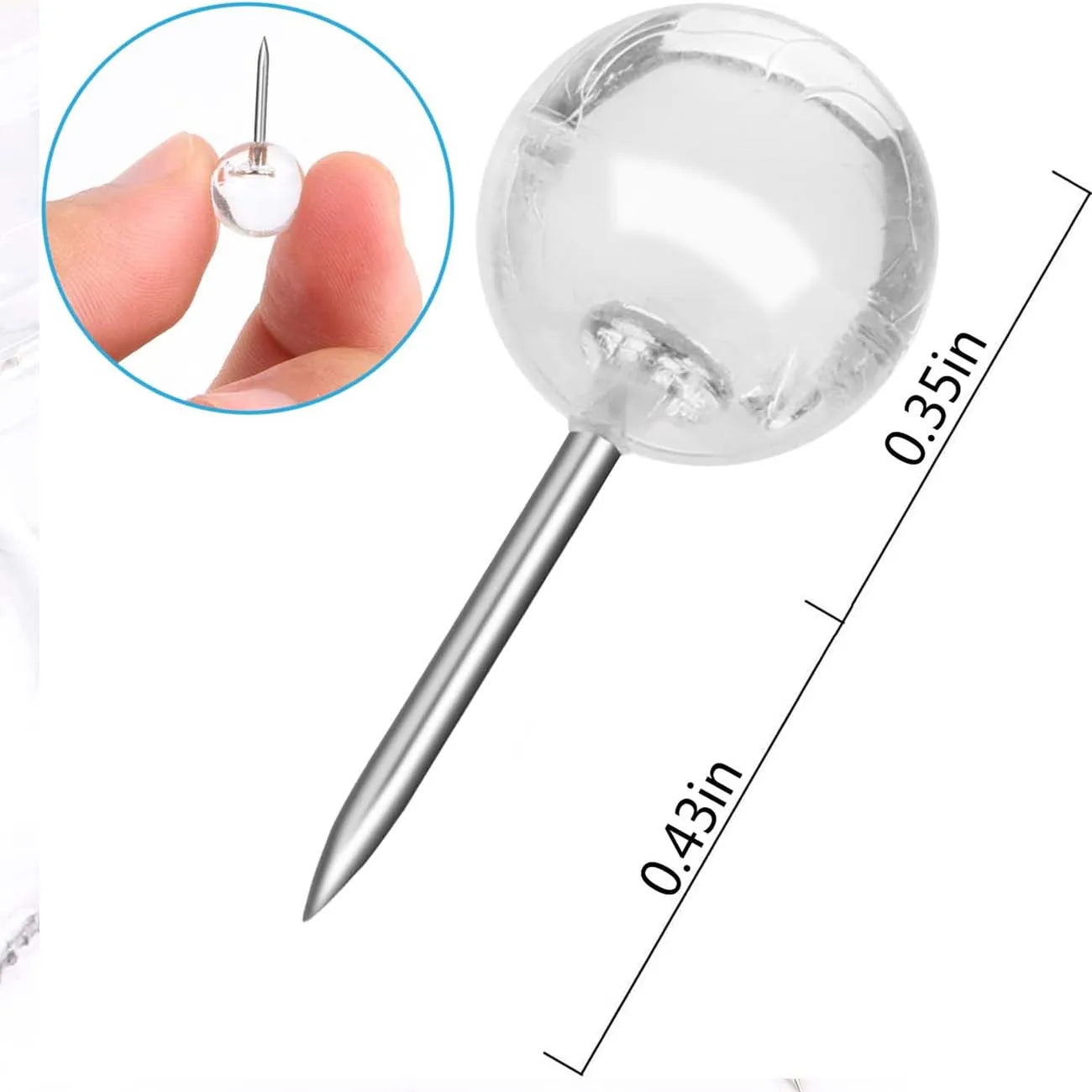 Transparent Push Pins for Cork Board – Round Ball Thumb Tacks Decorative Push Pins Zpaxo