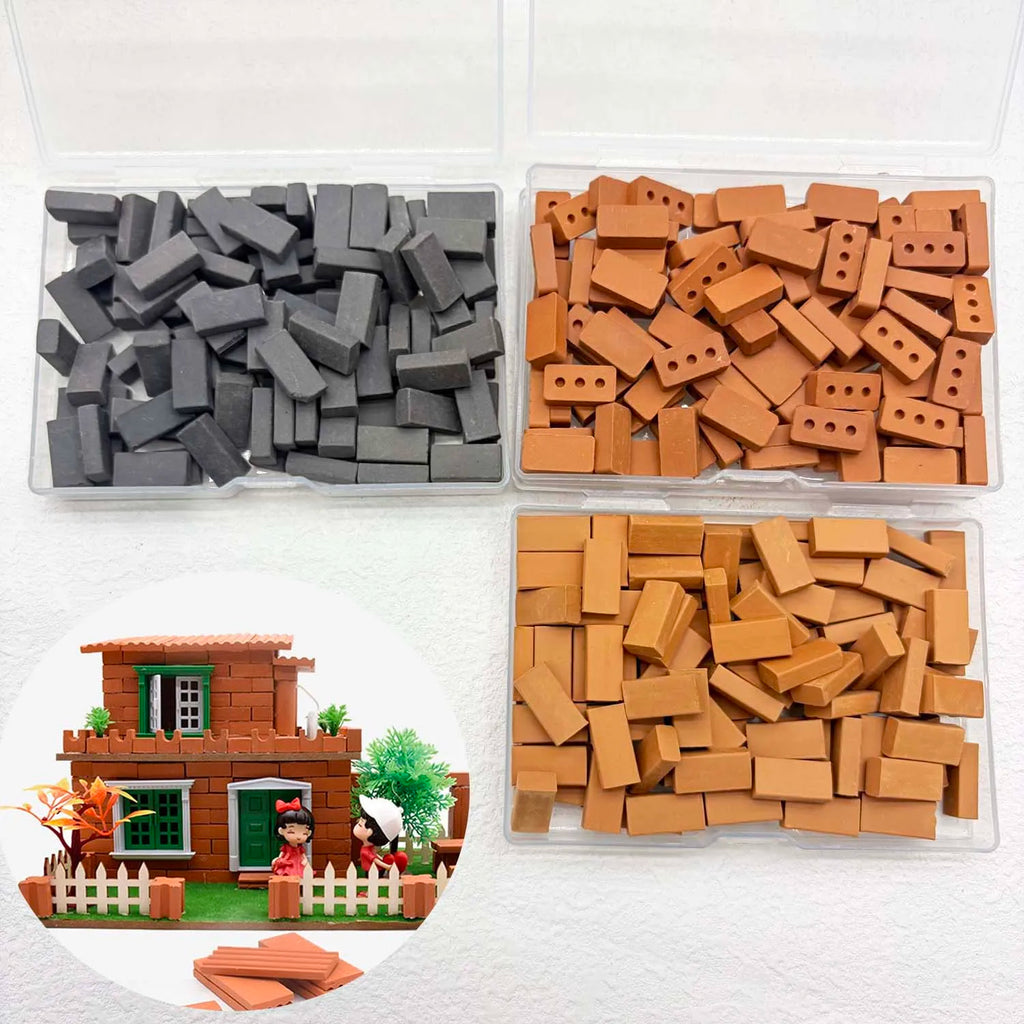 100pcs 1:16 Miniature Clay Bricks – Model Building Set Miniature Building Set Zpaxo
