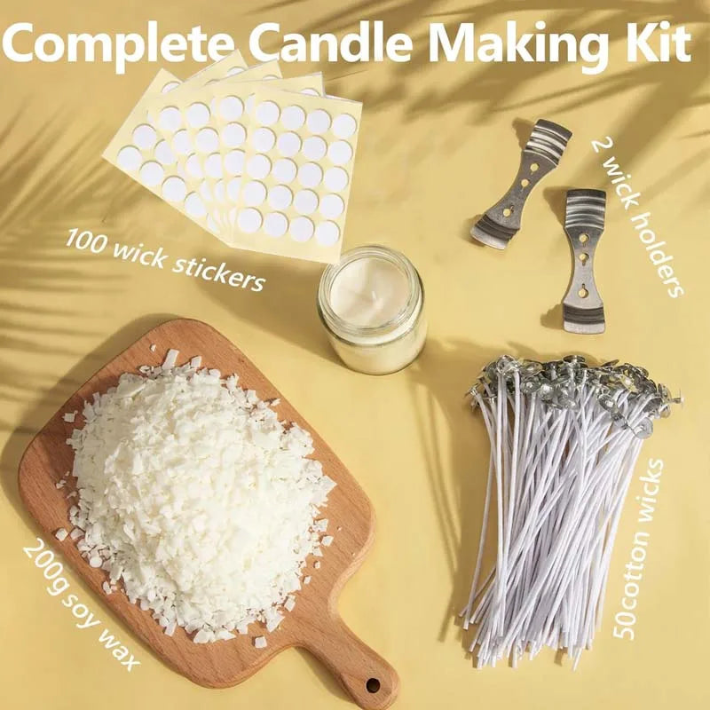 Soy Candle Making Kit – 200g Wax, 50 Wicks & Accessories Candle Making Kit Zpaxo set