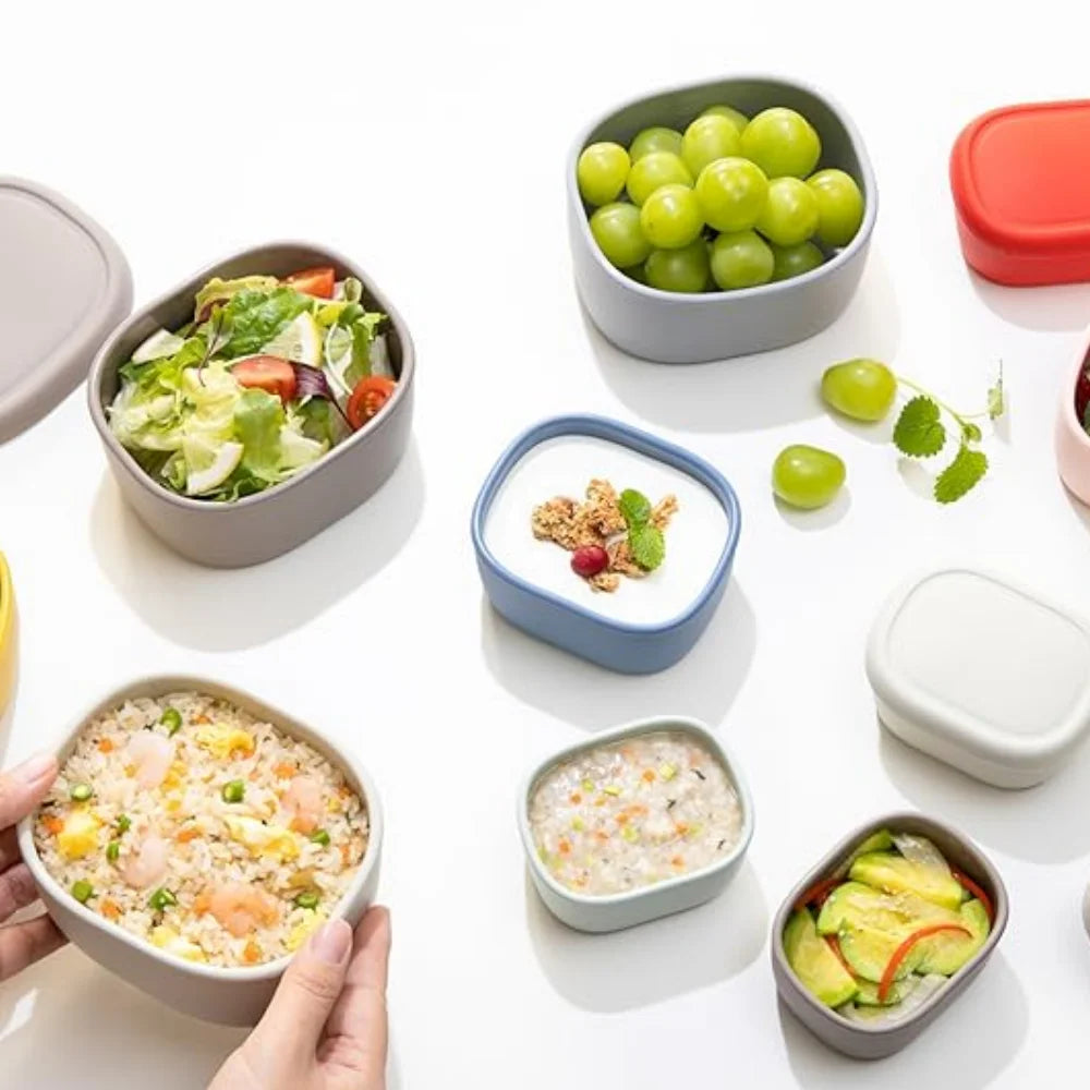Reusable silicone containers - Large silicone food storage containers, BPA-free, airtight, dishwasher and refrigerator safe Zpaxo