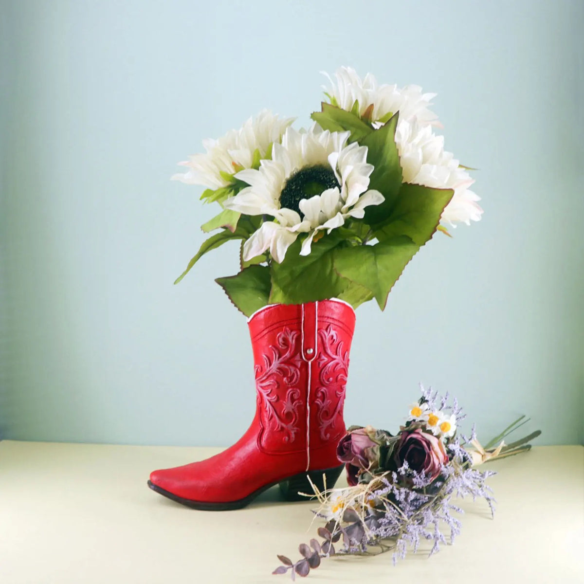 Vintage Resin Vase Boot Planter Cowgirl Modern Creative Art Unique Zpaxo