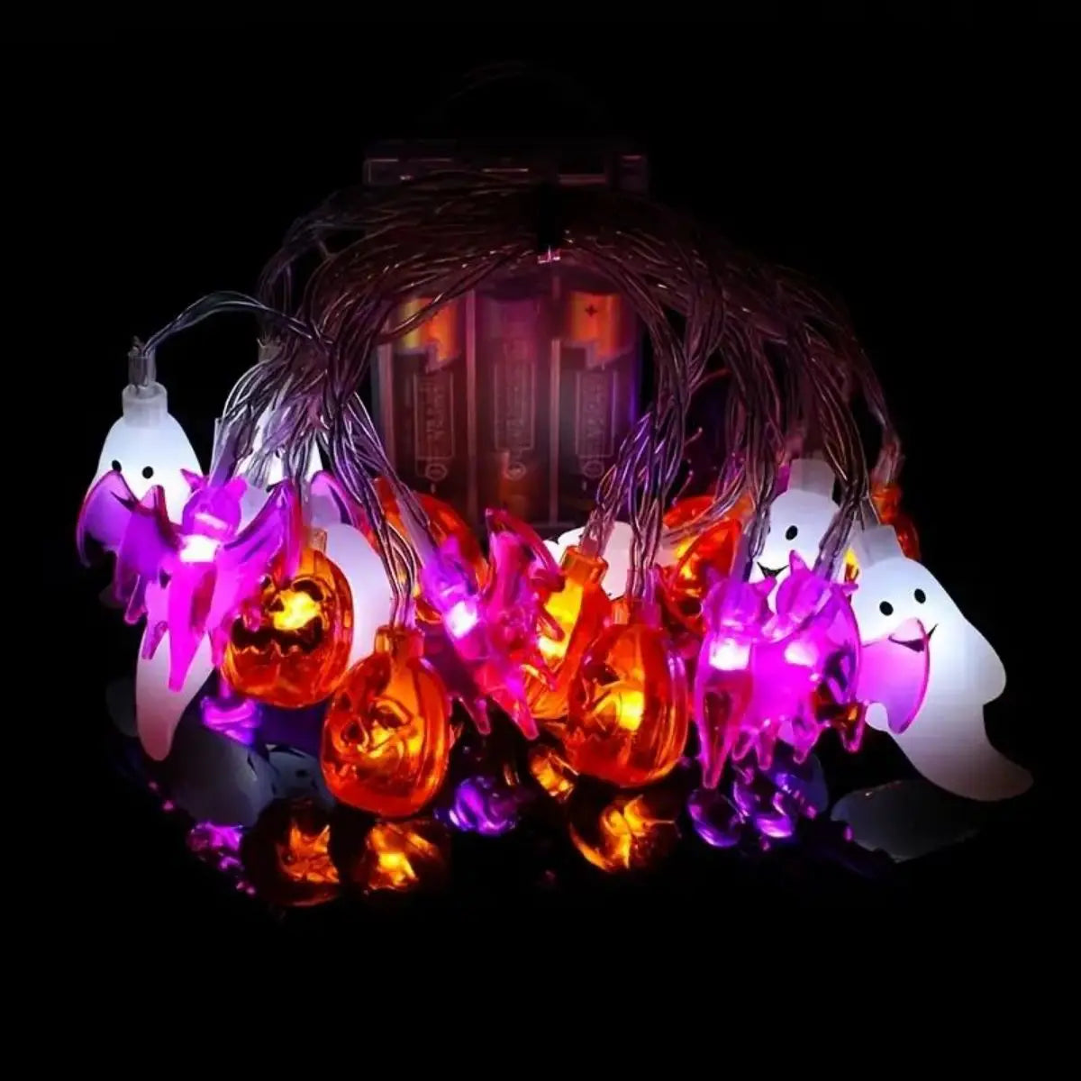 Halloween String Lights Battery Operated 3D Pumpkin Bat Ghost Zpaxo