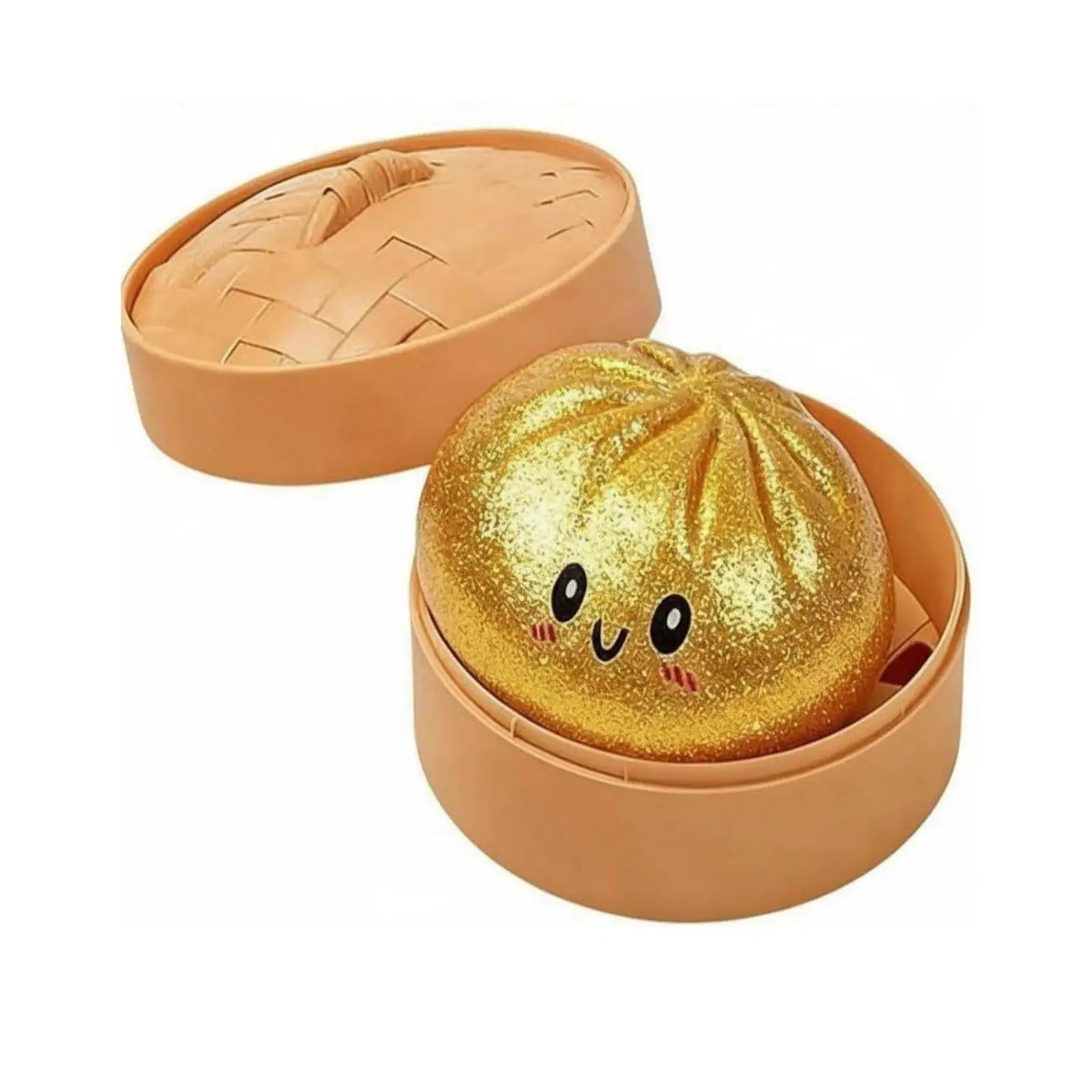 Dumpling Stress Ball with Steamer Case – Baozi Fidget Toy Fidget Stress Toy Zpaxo Glitter gold