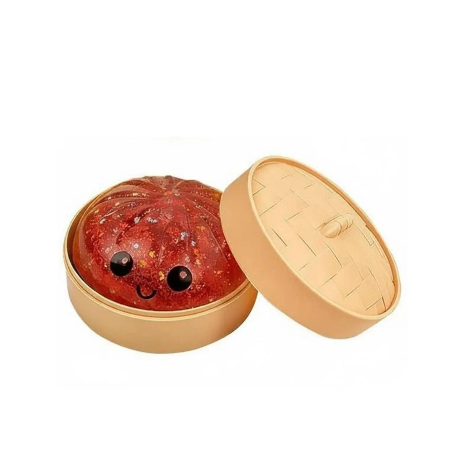 Dumpling Stress Ball with Steamer Case – Baozi Fidget Toy Fidget Stress Toy Zpaxo Glitter red