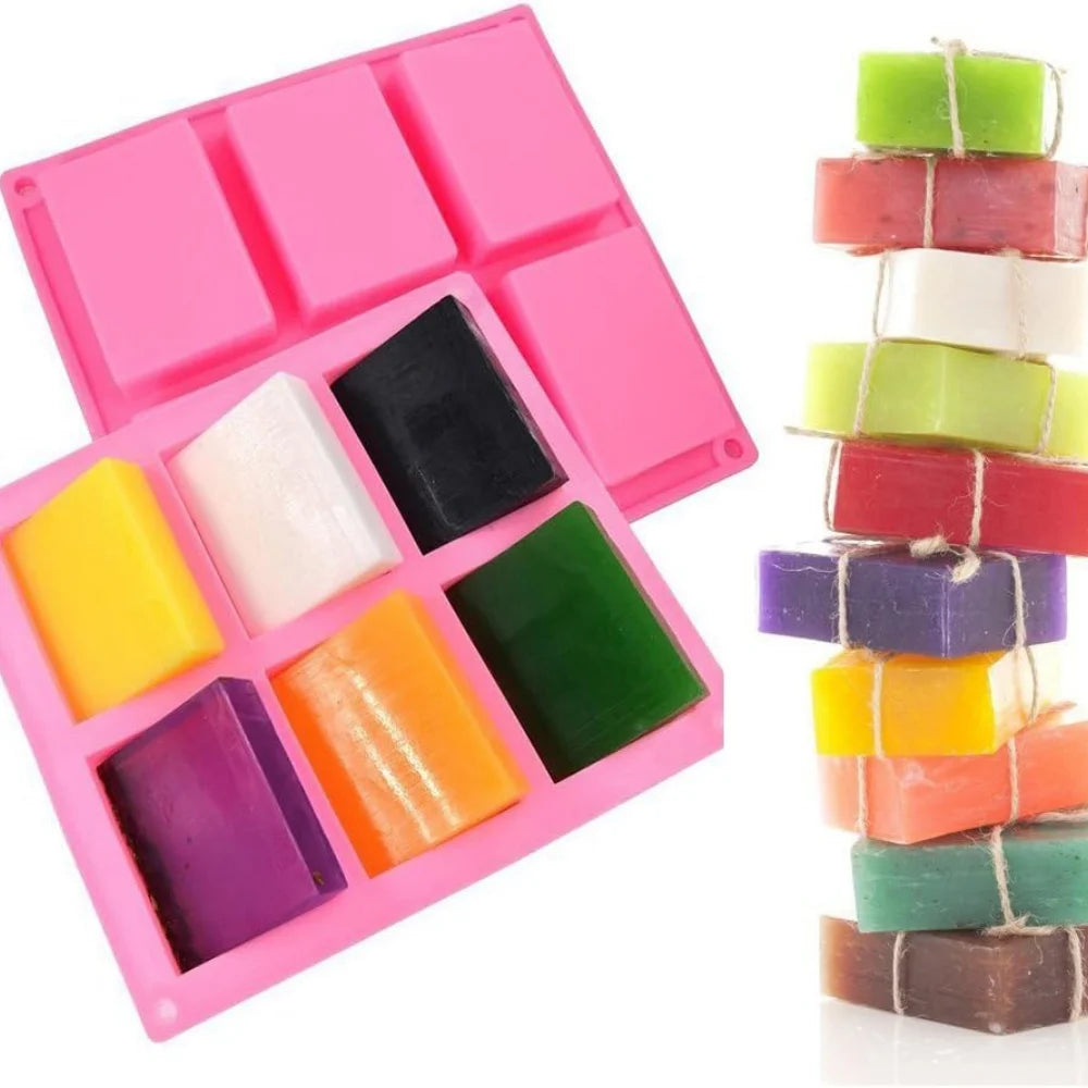 Square Soap Mold 6-compartment Non-stick Silicone Brownie Pan Zpaxo