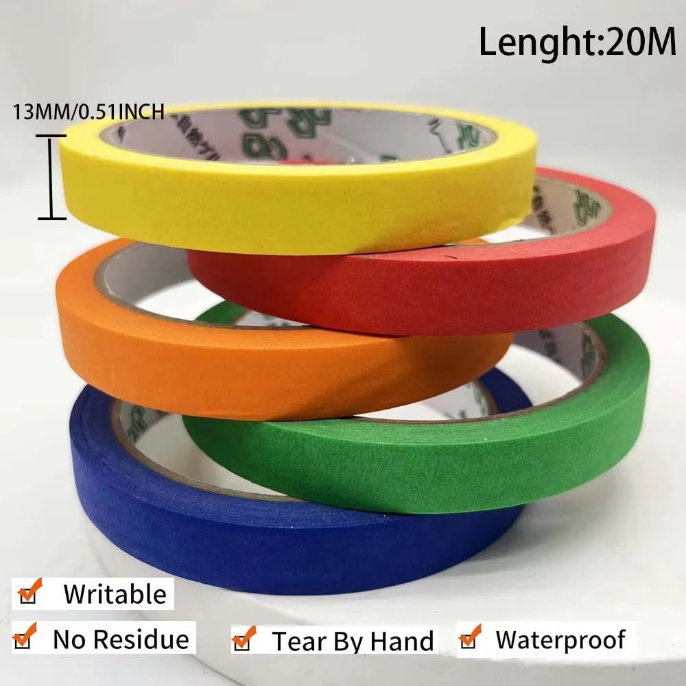 20M Colored Masking Tape Painting Painters Tape for Artist Decorators Indoor Decorating Crafts Spraying Adhesive Paint Tape Zpaxo