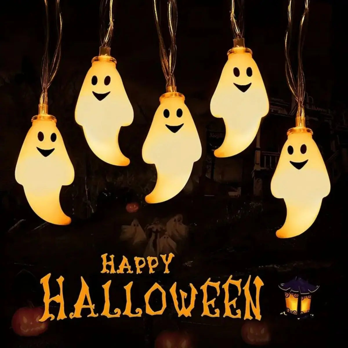 10 Lights 3m 20 Ghost Halloween Decoration String Battery Powered No Zpaxo Warm White 6M40LED