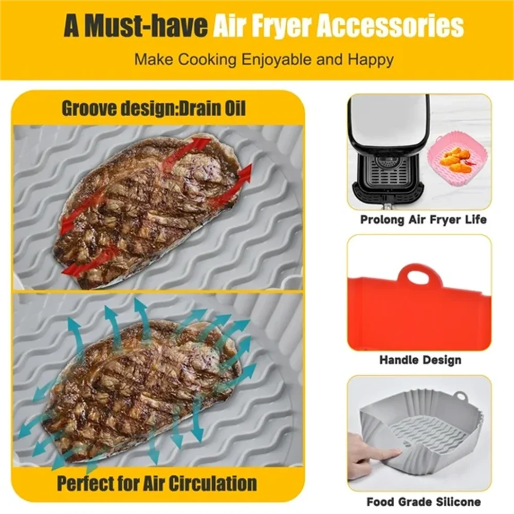 Silicone Air Fryer Liners Reusable Square Fryers Replacement Zpaxo