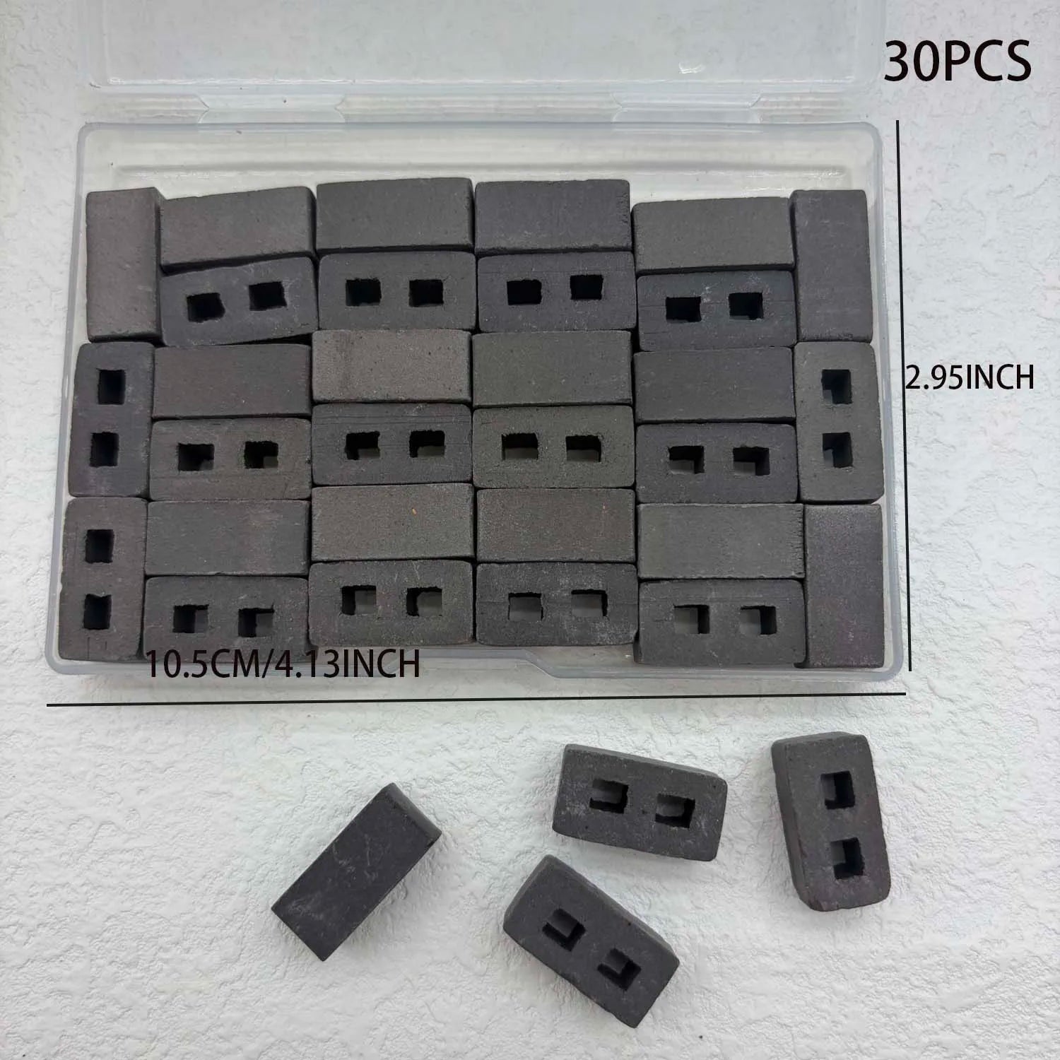 30-Pack Miniature Clay Bricks for Models, Crafts & Gardens Miniature Model Bricks Zpaxo gray