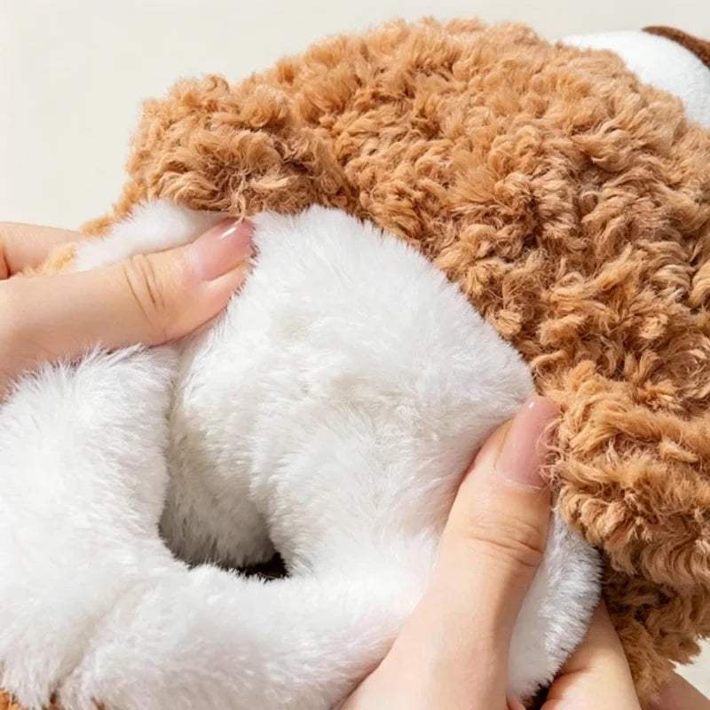 SHAJI Unisex 3D Animal Plush Slippers Cute Dog Bear Fleece Lined Warm