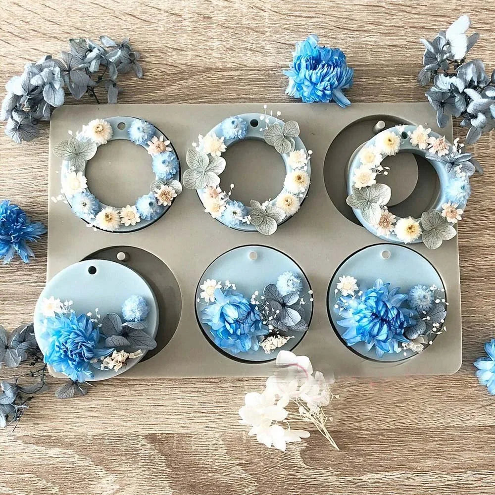 1PC 6 Holes Round Ring Silicone Mold Soy Candles Aroma Wax Tablets Mould Handmade Silicone Mold Soap Making Accessories Zpaxo