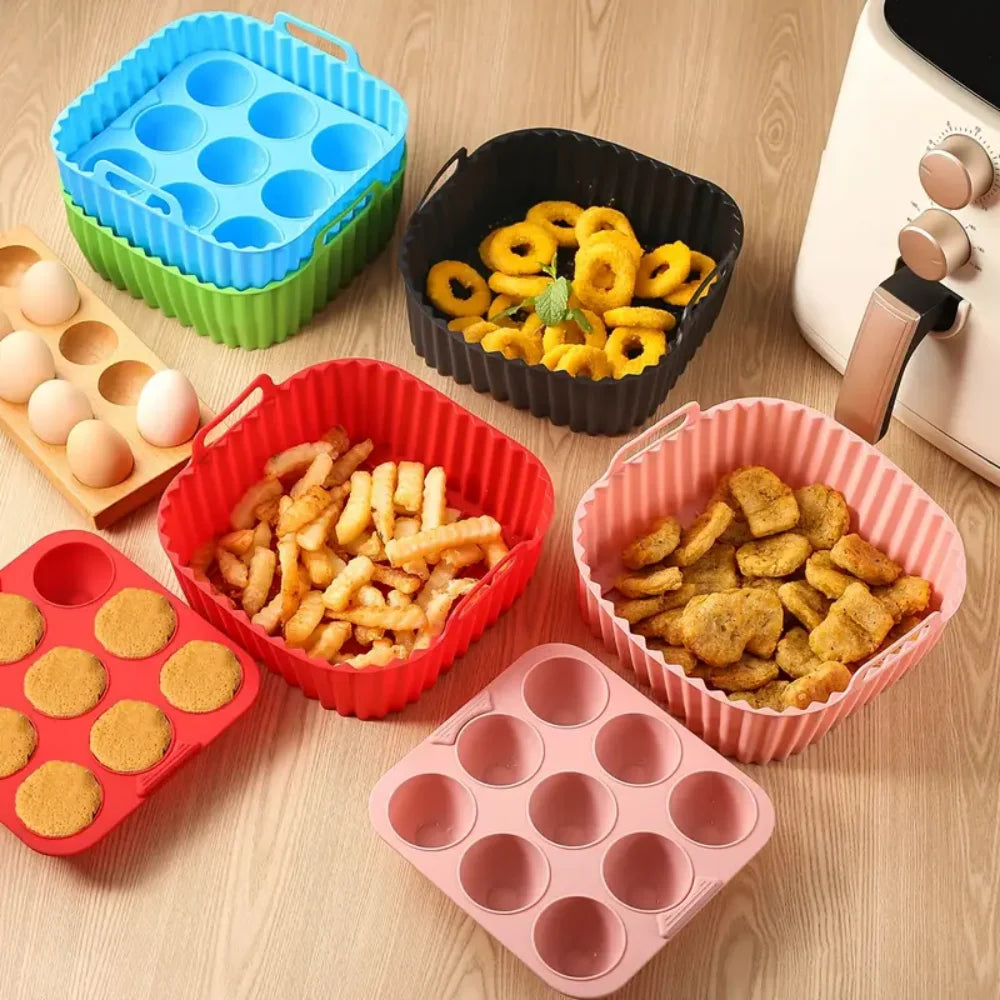 2-Piece Square Silicone Air Fryer Inner Liner Reusable Food Safety Zpaxo