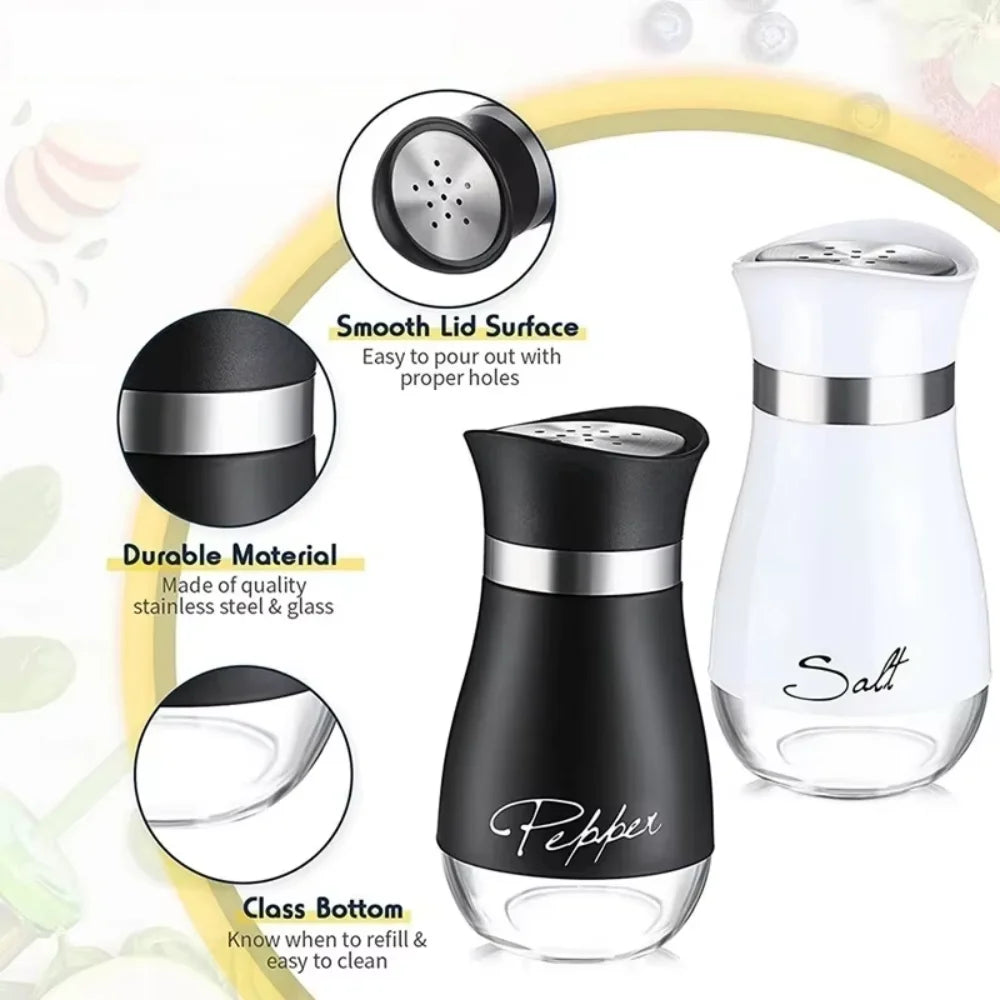 2-Piece Glass Spice Jar Used Storing Pepper Salt Other Spices Highly Zpaxo