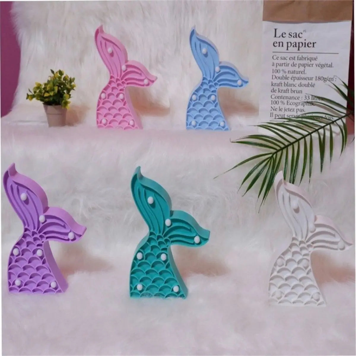 Fishtail Party Decoration Battery LED Nightlights Dorm Room Undersea Zpaxo