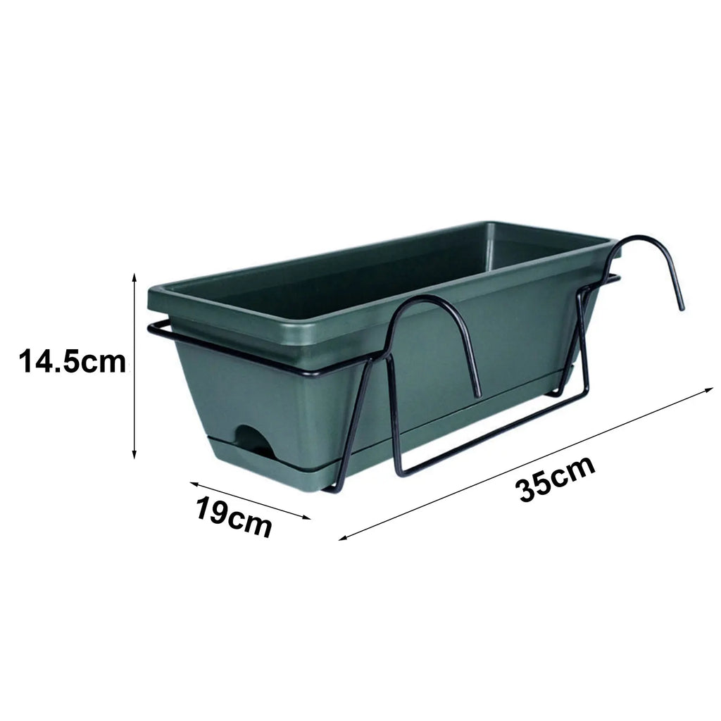 Hanging Planter For Balcony Railing Planter Ornament Hanging Flower Pot Window Box Planter for Farmhouse Rectangular Plant Baske Zpaxo Green