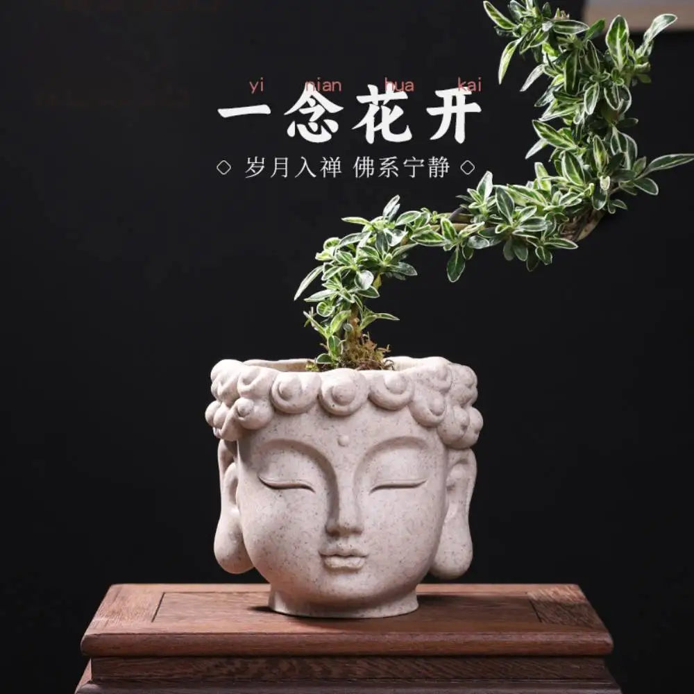 Buddha Head Planter – Resin Meditation Face Flower Pot Resin Buddha Planter Zpaxo