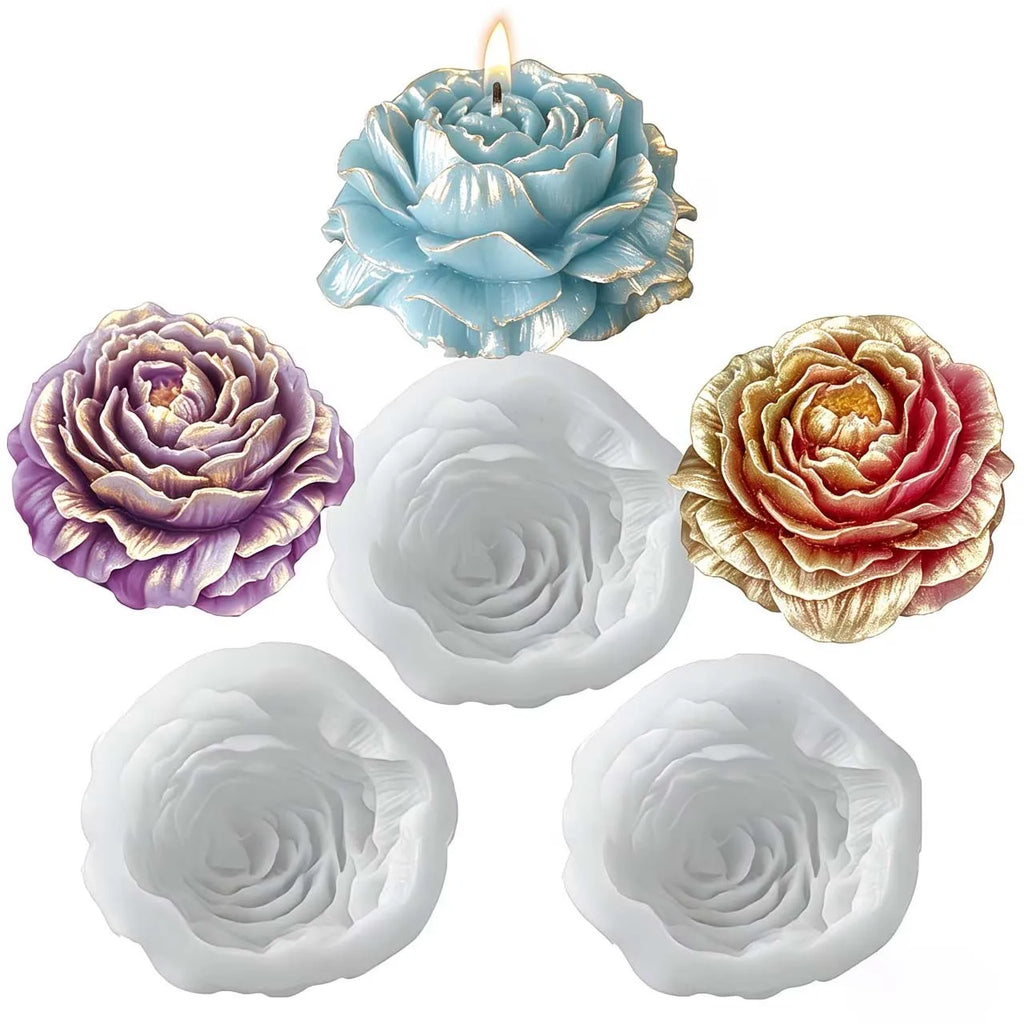 Peony Flower Silicone Mold – Candle, Resin, Clay & Plaster Silicone Craft Mold Zpaxo