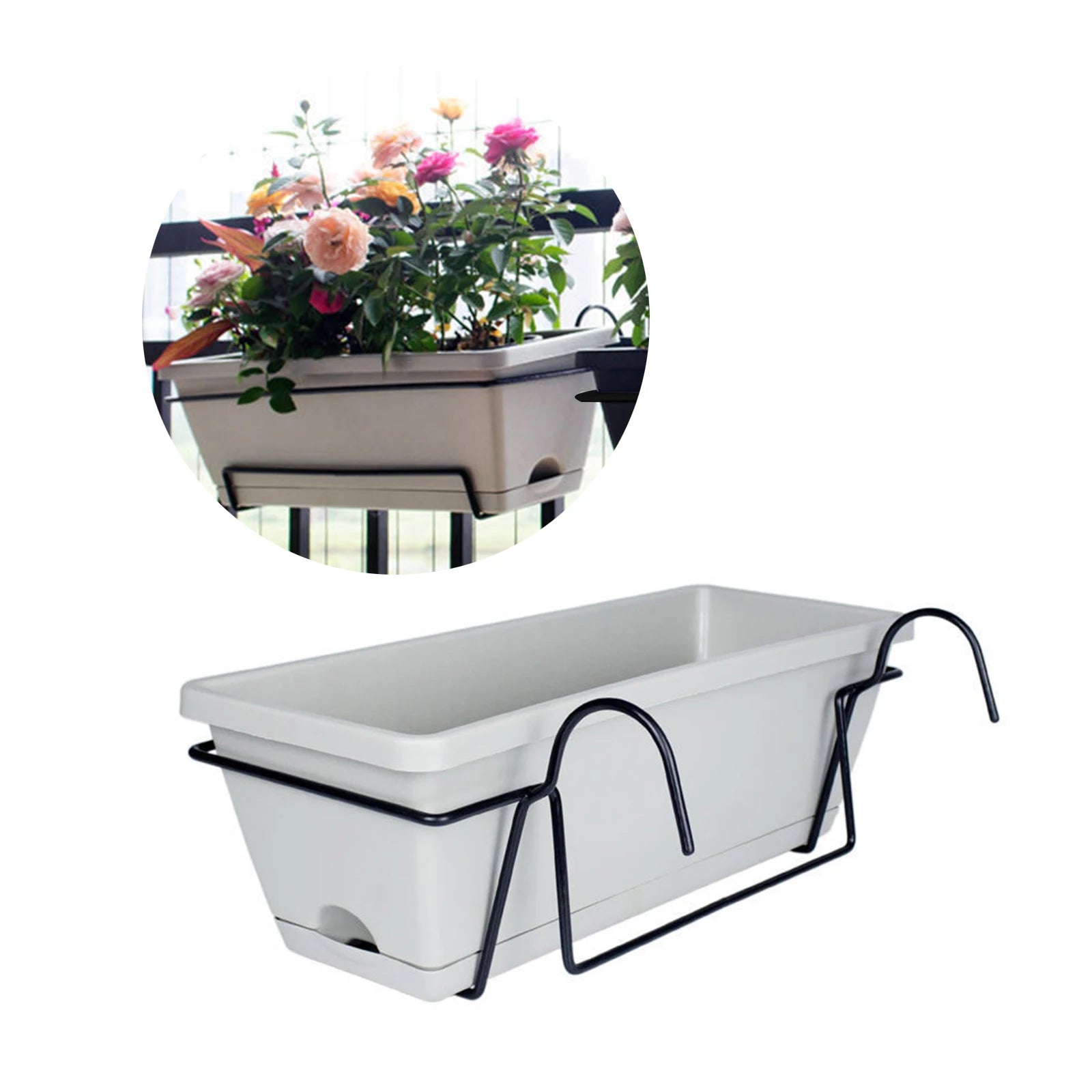 Hanging Planter For Balcony Railing Planter Ornament Hanging Flower Pot Window Box Planter for Farmhouse Rectangular Plant Baske Zpaxo