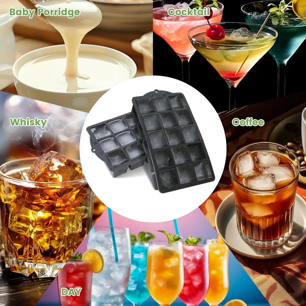 15-Position Grid Silicone Ice Cube Mold Large Tray Square Maker Zpaxo