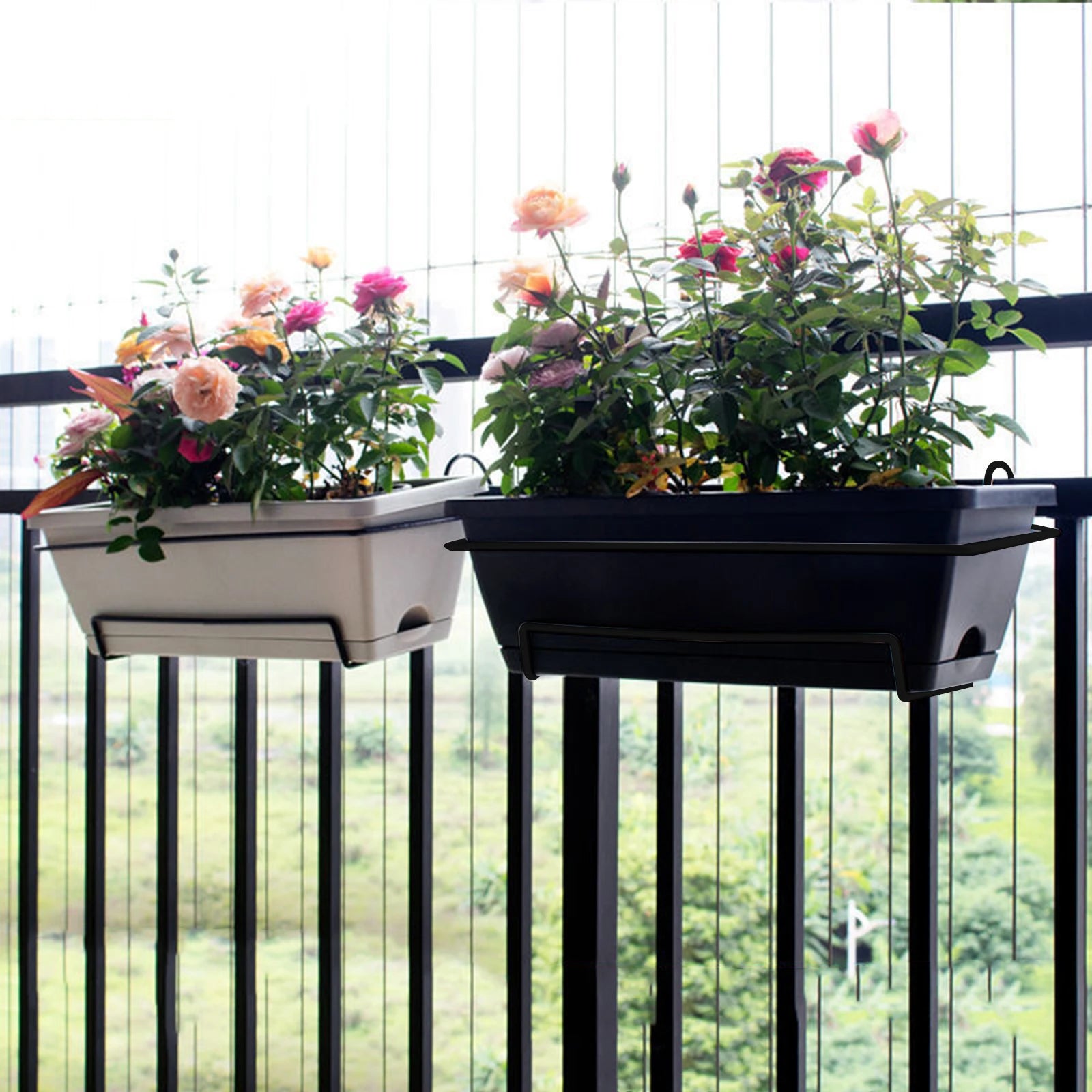 Hanging Planter For Balcony Railing Planter Ornament Hanging Flower Pot Window Box Planter for Farmhouse Rectangular Plant Baske Zpaxo