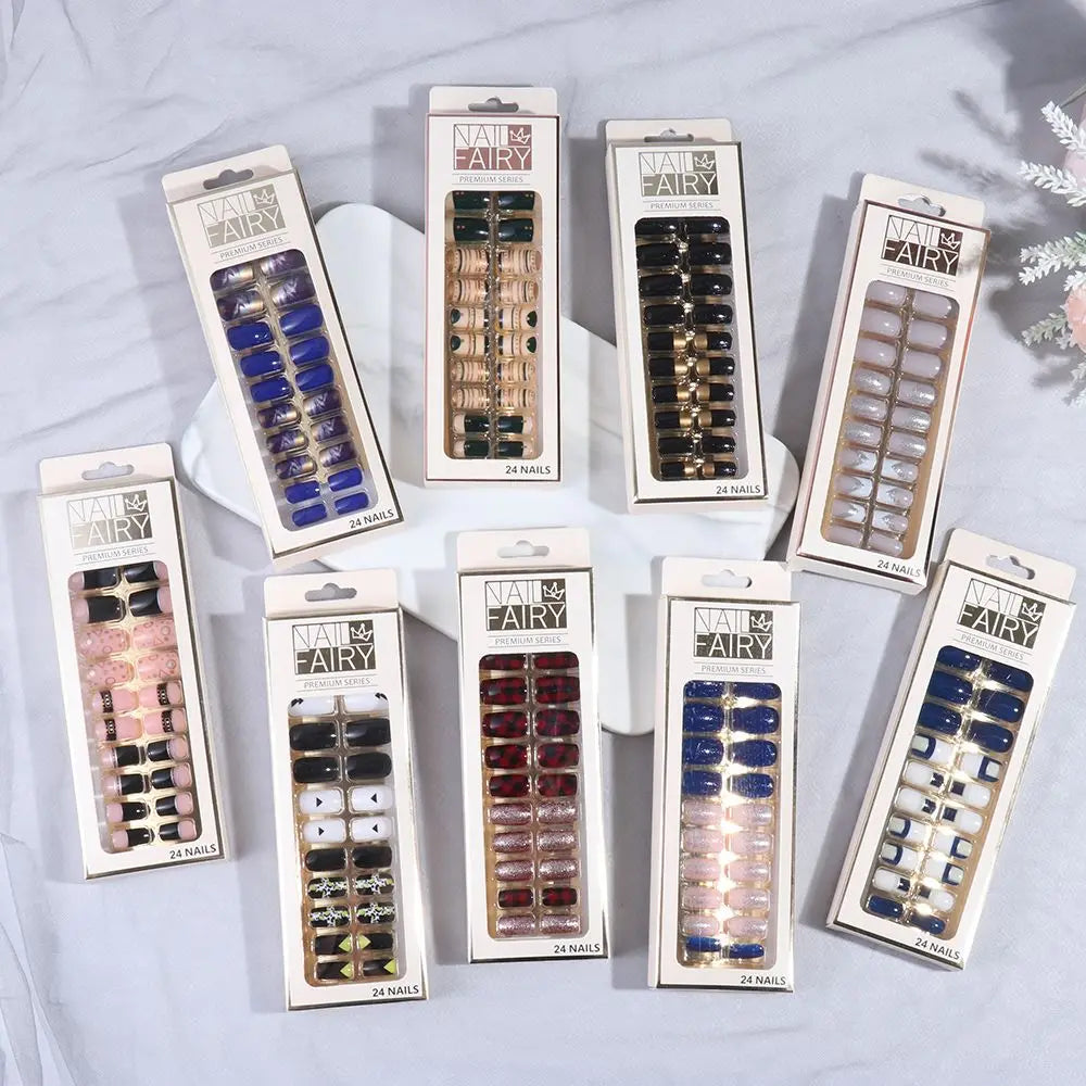Designed Fake Nails Extension Artificial Full Cover Short Decoration Zpaxo