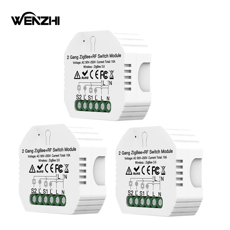 2Gang Light Switch Module Zigbee 3.0 RF 433 Mhz Timer Auto Wall Panels Wireless Remote Control Smart Life Tuya Alexa Google Home Zpaxo 3PCS China Mainland