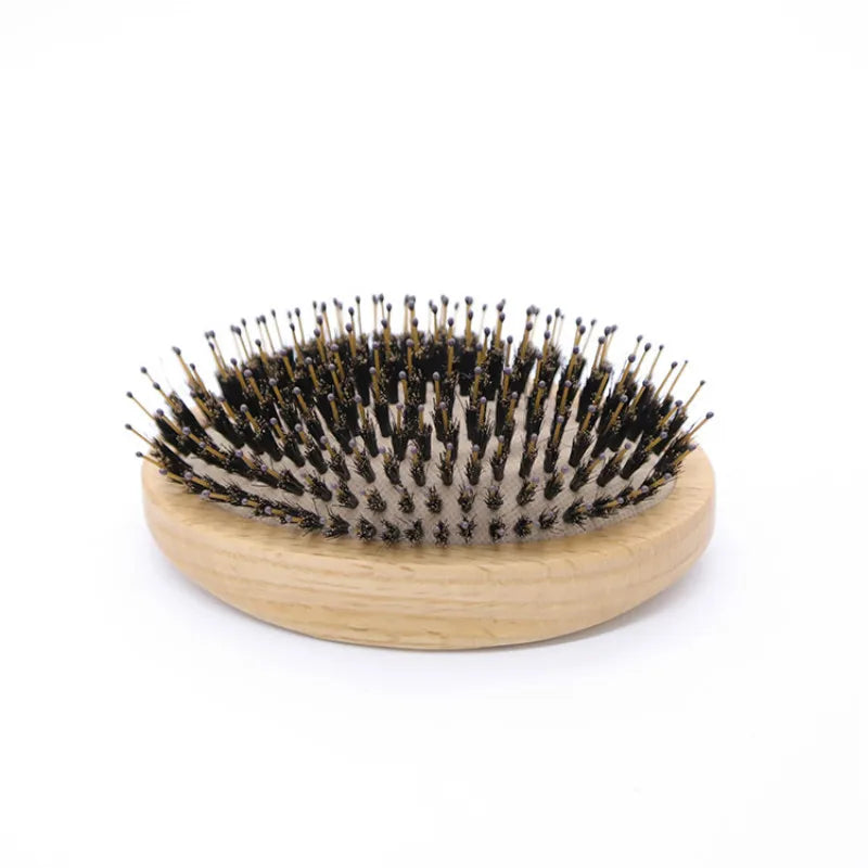 OAK Wood Hair Brush Wood Bristle Hair Brush Boar Bristle Hair Brush Vent Round Imperial Concubine Comb Single Piece Wood Brush Zpaxo boar mix nylon China Mainland