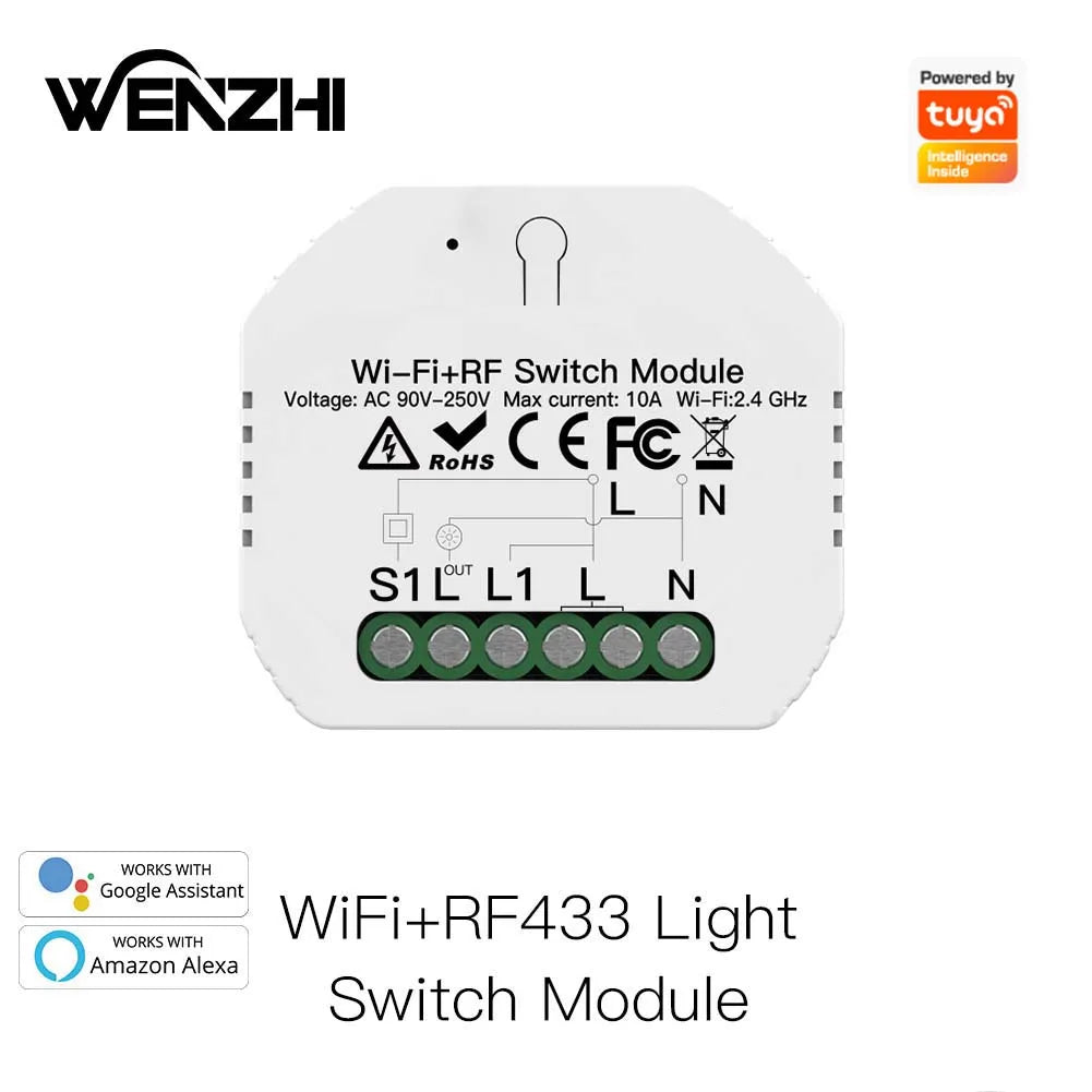 Light Switch Module Wifi Zigbee 3.0 RF 433 Mhz Relay Automation Wireless Remote Control Smart Life Tuya Alexa Google Home Mose Zpaxo 1Gang WiFiRF433 China Mainland