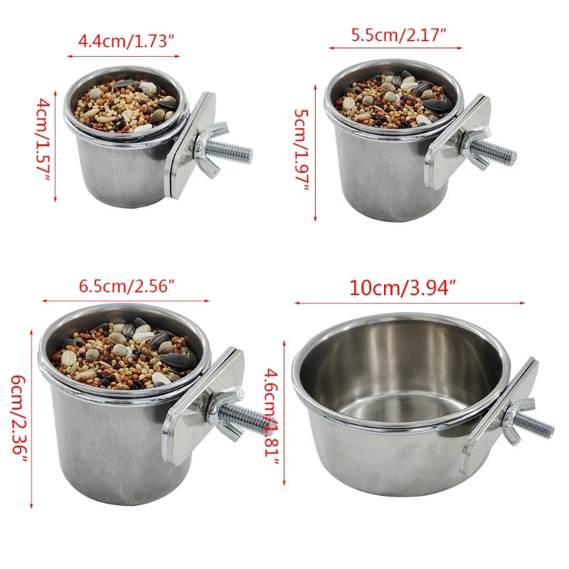 Hanging Cage Bowl for Pet Birds Anti-turnover Stainless Steel Feeding Food Drinking Feeder Dish Cup for Parrot Parakeet Lovebird Zpaxo