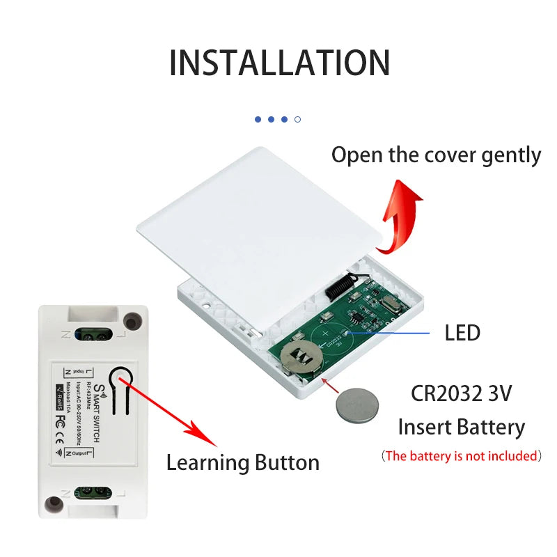 DIY RF 433Mhz Wireless Switch Receiver Light Module 86 Type Portable Remote Control 110V 220V Automation Smart Home Wall Panel Zpaxo