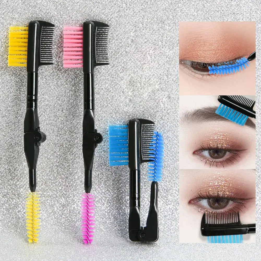 1PC2 in1Eyelash Comb Dual Purpose Eyelash Eyebrow Black Pink Brush Comb Professional Eye Makeup Tool Cosmetic Accessories Zpaxo