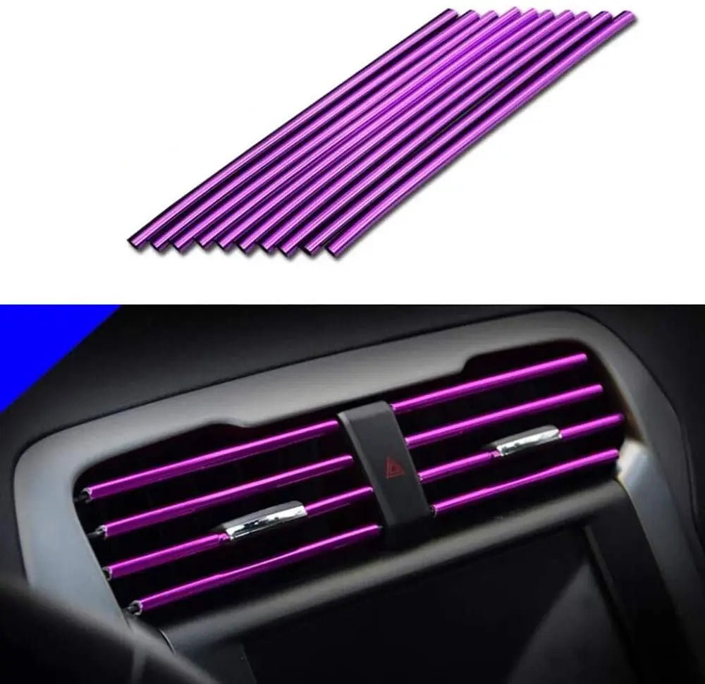 Car Air Conditioner Vent Outlet Trim Strips U Shape Chrome PVC Zpaxo PURPLE