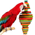 Rainbow Wood Blocks Bird Chew Toy Hanging Chain Cage Parrot Toys