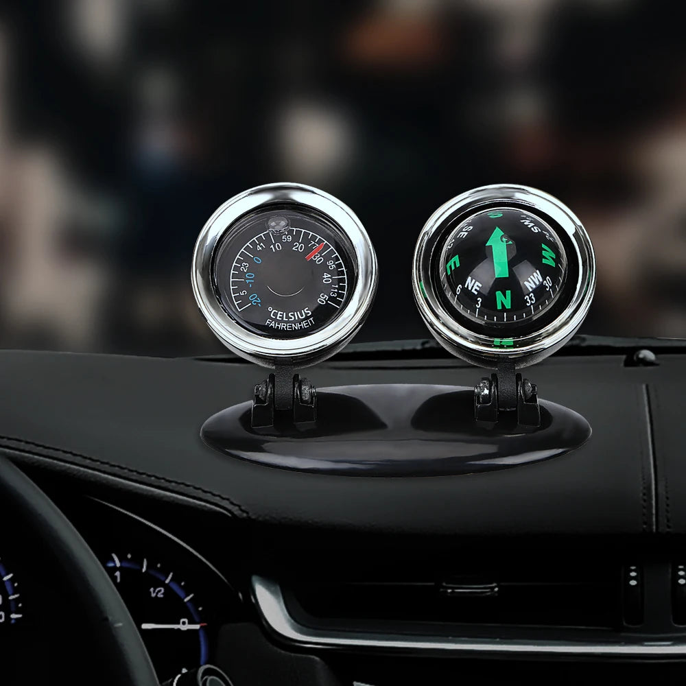 Car Ornaments Compass Thermometer Guide Ball Dashboard Meters Gauge Decorative Truck Automobile Accessories Interior Decoration Zpaxo