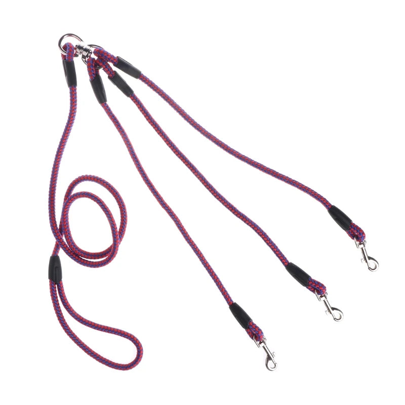 Heavy Duty Triple Pet Dogs Leash Coupler Lead Nylon Soft Handle