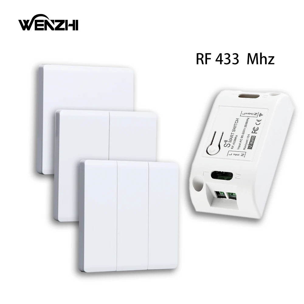 Smart Switch Light DIY Module Receiver 433 Mhz 86 Type Portable RF Wireless Relay Power Remote Control 220V Wall Panel Buttons Zpaxo
