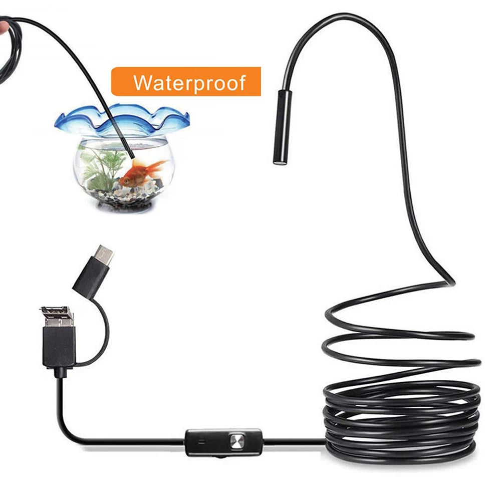 1M USB TypeC Pipe Inspection Camera Borescope 7mm HD Type-C Flexible Snake 6LED USB Soft Wire Cable for Android Endoscope Camera Zpaxo