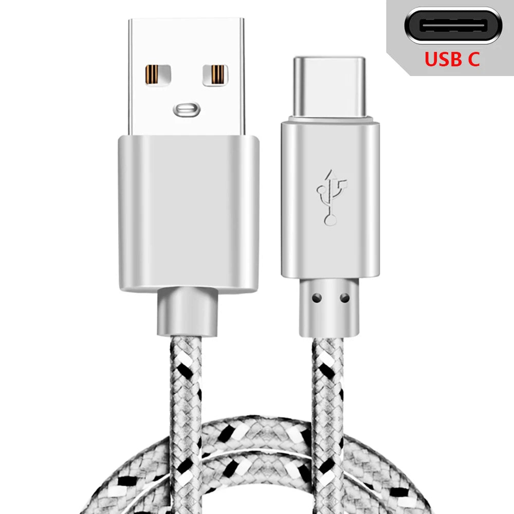 USB C Cable Fast Charging Nylon Braide Cables Samsung Galaxy S9 Zpaxo White For Type C 3m