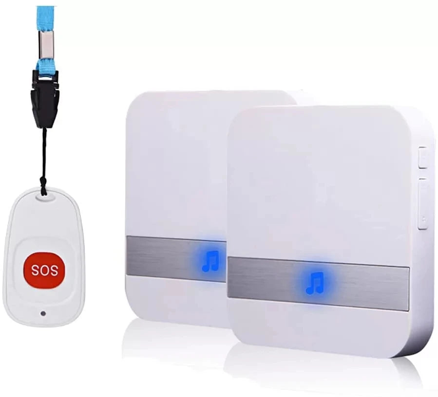 Wireless Doorbell with Pager Elderly Emergency Alarm, 52 Chimes, AC 110V-220V, 200M Range, Home Call Bell, (EU/AU/UK/US) Plug Zpaxo 2 receivers EU