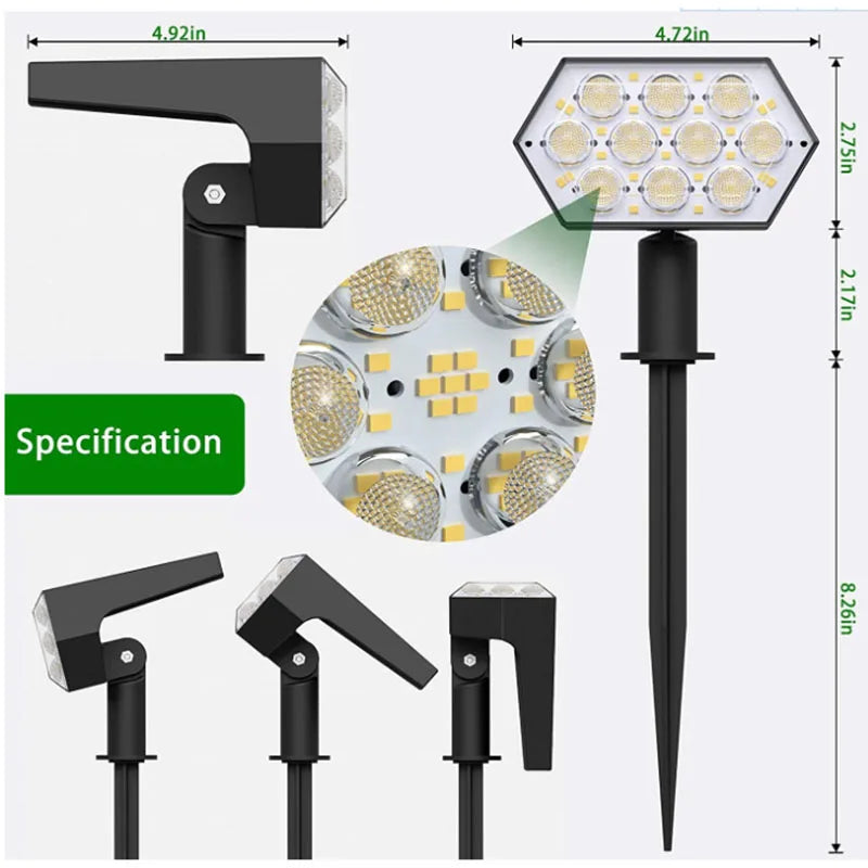 1-2PCS 92LED Solar Floodlight Outdoor IP65 Waterproof Warm White Solar Spot Lights Landscape Wall Lamp for Garden Fence Pathway Zpaxo