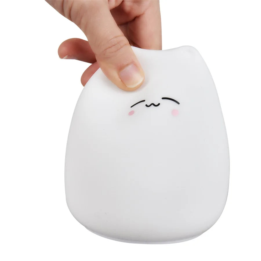 Cute Cat Night Light For Baby Kids Cartoon 7 Colors Silicone Sleeping Lamp Touch Sensor Table Lamp For Home Bedroom Decoration Zpaxo