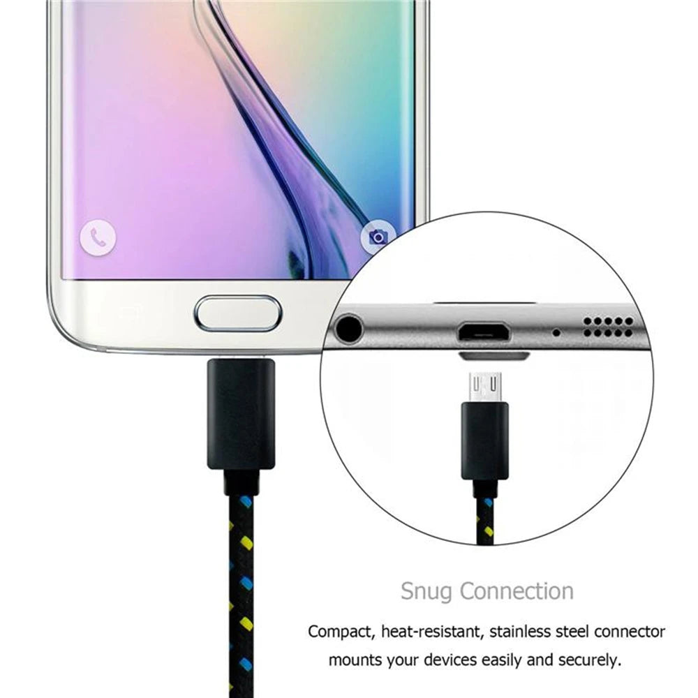 Micro USB Cable 1m Data Sync Charger Xiaomi Samsung Huawei Android