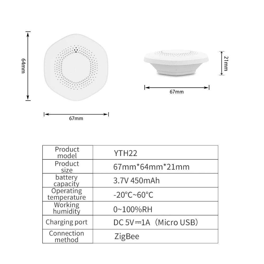 ZigBee Home Temperature And Humidity Sensor Detector Tuya Smart Life Indoor Hygrometer Electronic Thermometer Battery Powered Zpaxo