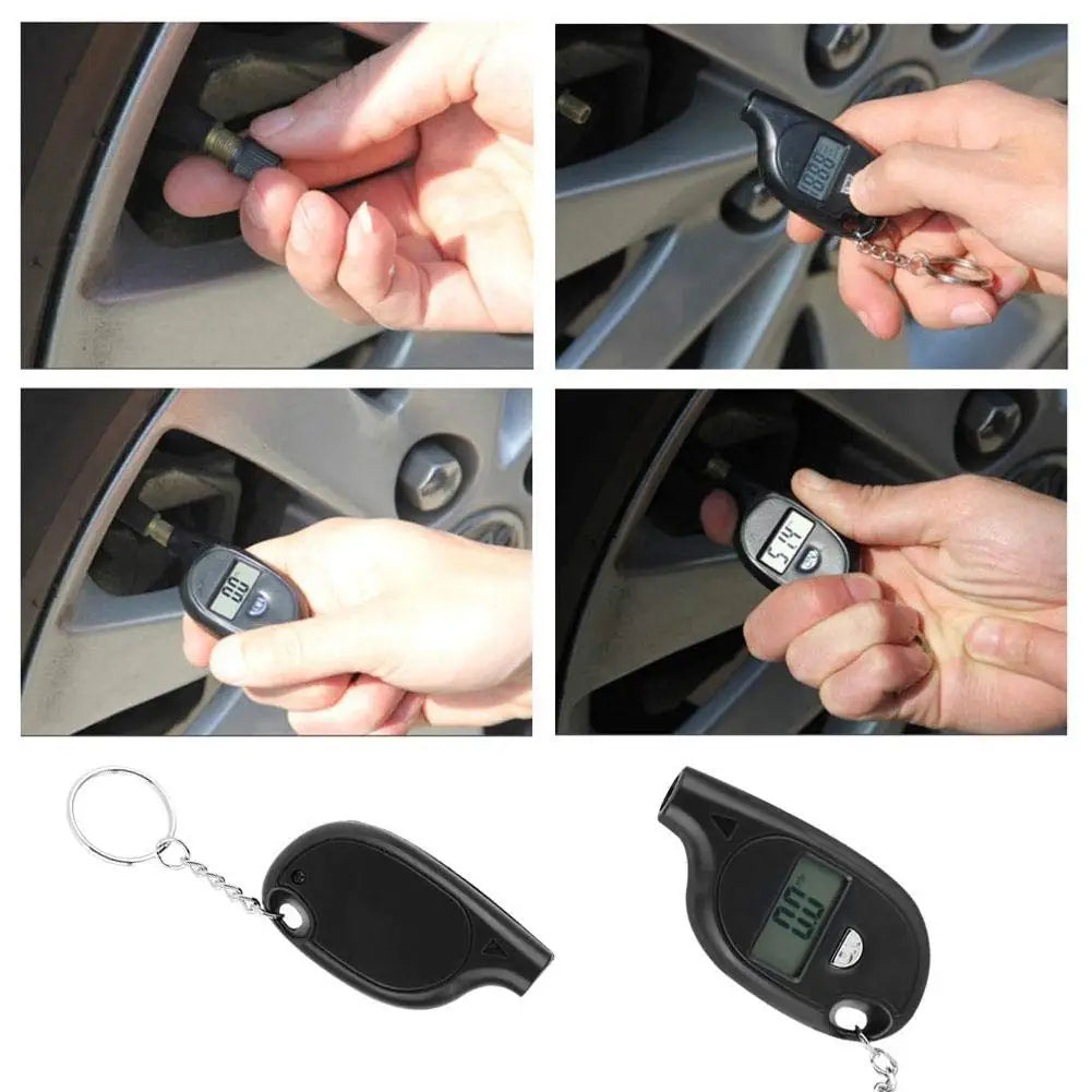 Mini Digital Lcd Display Tire Gauge Car Keychain Air Pressure Tester