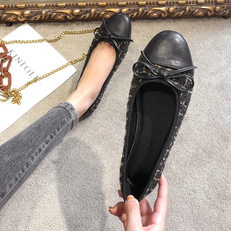 Women's Flat Shoes Spring Autumn New Shallow Women's Shoes Round Toe Mixed Colors Concise Female Shoes Large Size 33-44 Zpaxo