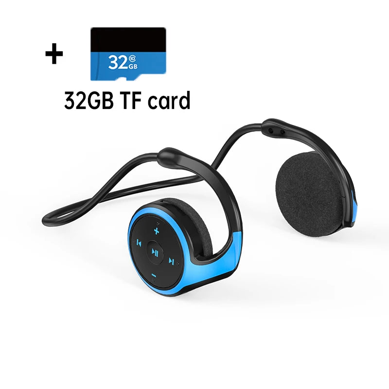 Bluetooth Headphones MP3 Player Headsets FM Radio On-ear Comfort TF Zpaxo Blue with 32GB card