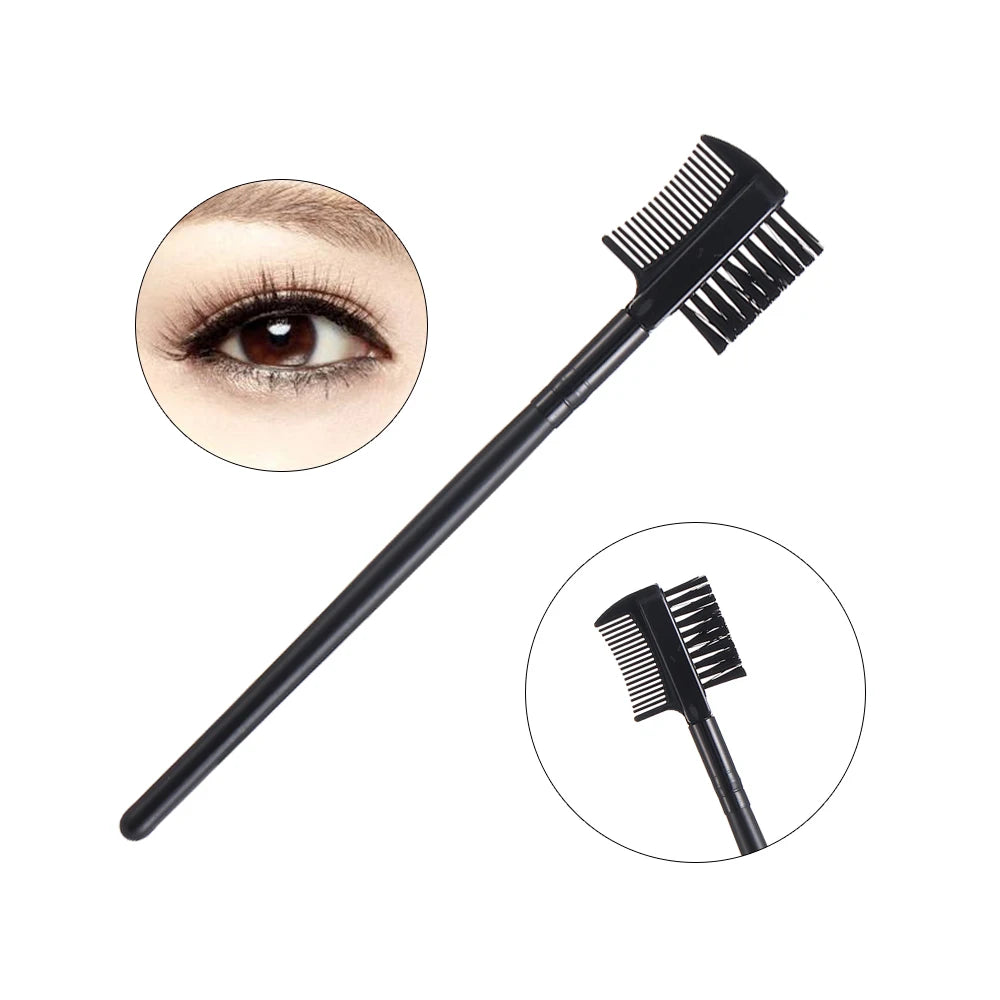 1PC2 in1Eyelash Comb Dual Purpose Eyelash Eyebrow Black Pink Brush Comb Professional Eye Makeup Tool Cosmetic Accessories Zpaxo