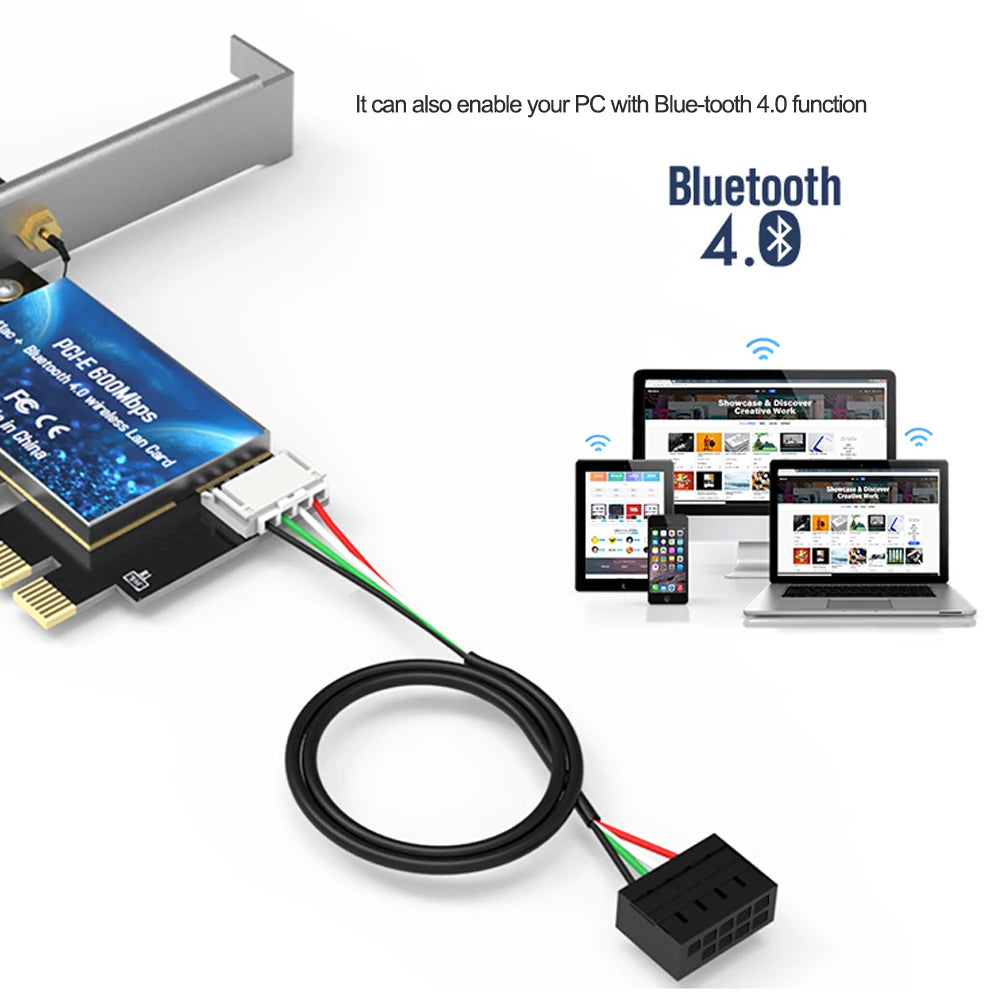 Wireless WIFI Network Card Dual Band 2.4G/5Ghz Bluetooth-Compatible Wireless WiFi Adapter PCIE LAN Card With Two Antennas For PC Zpaxo