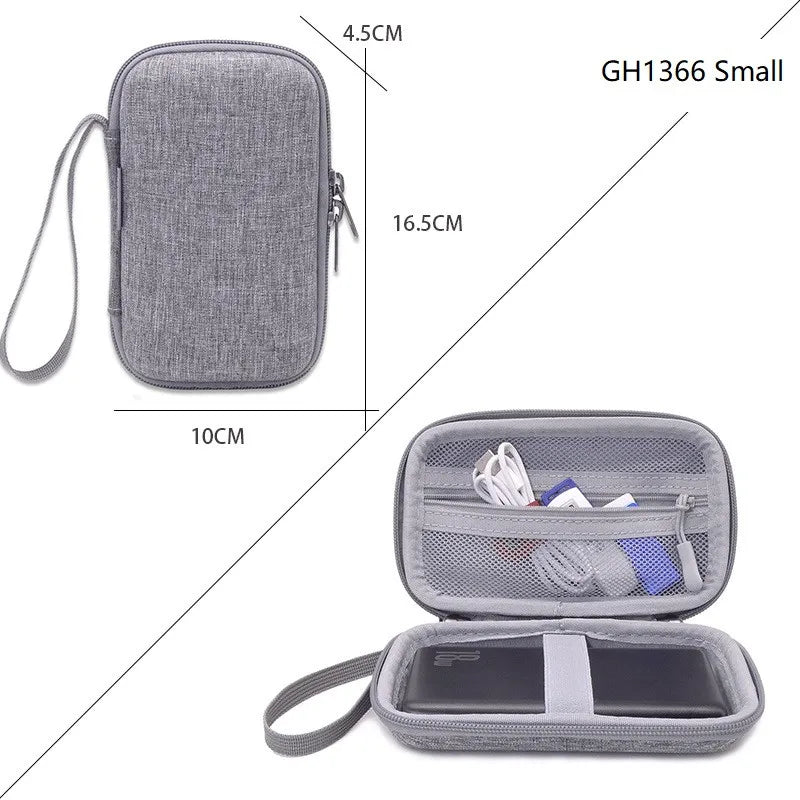 Hard Travel Electronic Organizer Case for Power Adapter Chargers Cables Power Bank USB Flash Disk SD Card Portable Accessories Zpaxo GH1366 Small