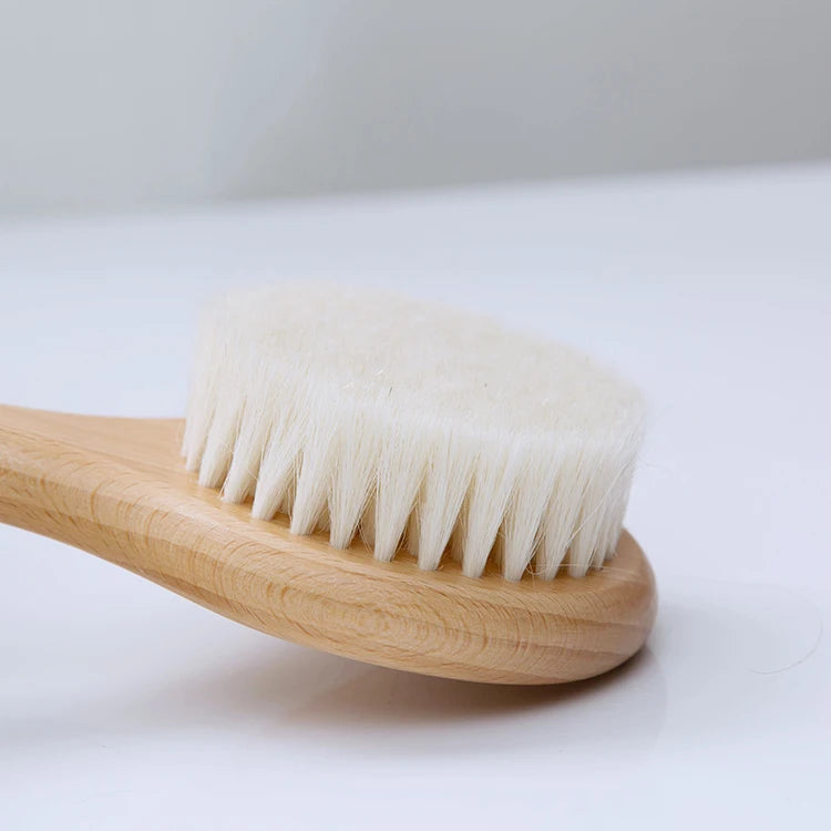 1PC Wholesale Natural Goat Bristle Round Wooden Hair Hrush Comb Improve Hairwool hair bathing brush Zpaxo